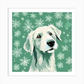 Snowflake Dog, dog in snow, colorful dog illustration, dog portrait, animal illustration, digital art, pet art, dog artwork, dog drawing, dog painting, dog wallpaper, dog background, dog lover gift, dog décor, dog poster, dog print, pet, dog, vector art, dog art Art Print