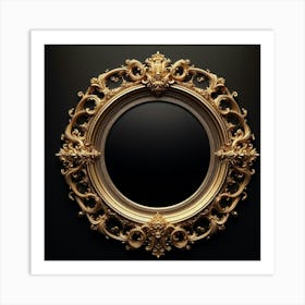 Gold Frame On Black Background Art Print