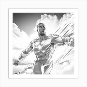 Black Superman In Flight Art Print