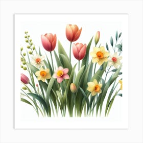 Tulips and Daffodils 2 Art Print