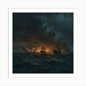 Pirate Ships In The Sea Art Print