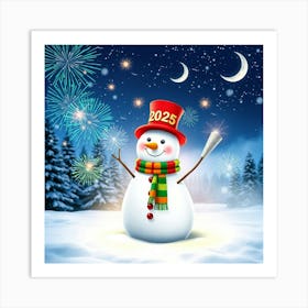 Flux Schnell A Vibrant And Joyful Snowman Standing In The Cent 3 Art Print