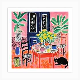 Cat In The Dining Room 4 Art Print