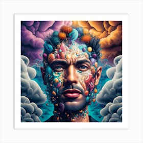 A Man Face Made Of Highly Detailed Samll Faces Art Print