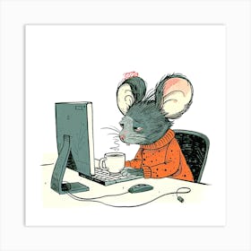 Mouse On A Computer Art Print