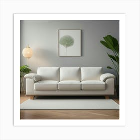 White Sofa In Living Room Art Print