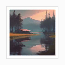 Sunset In The Woods Art Print