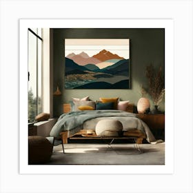 Boho Art Minimalist Landscape Mountains (15) Art Print