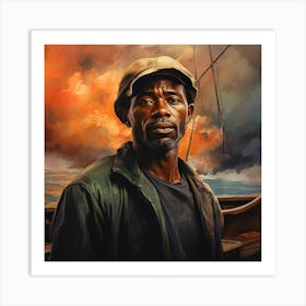 Man On A Boat Art Print