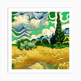 A Wheatfield With Cypresses, Vincent van Gogh 17 Art Print