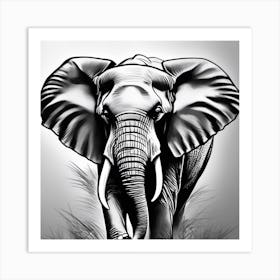 Elephant In The Grass Art Print