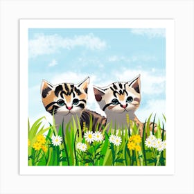 Kittens In The Grass Art Print