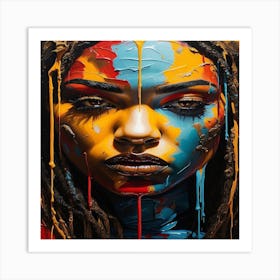 Woman With Colorful Paint On Her Face Art Print