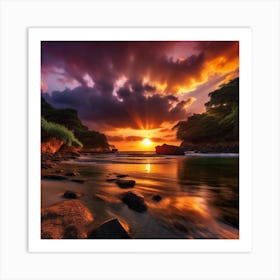 Sunset At The Beach 150 Art Print