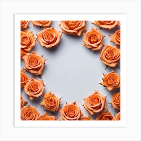 Orange Roses On White Background 1 Art Print