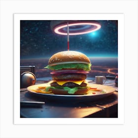 Burger In Space 9 Art Print