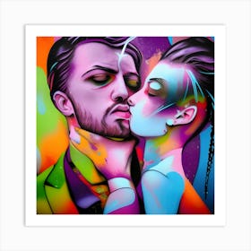 Kissing Couple- Dominant Woman Art Print