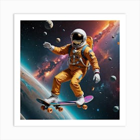 Astronaut Moon Skater Art Print