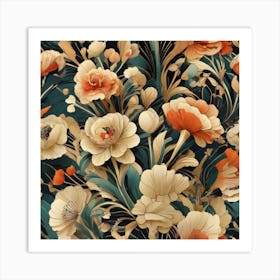 Art Deco flowers Art Print