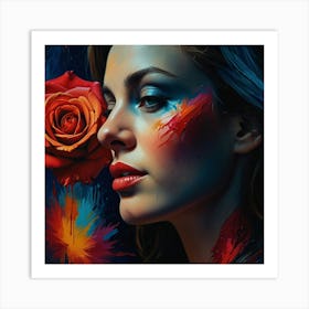 Woman With A Rose Art Print