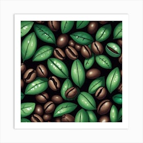 Coffee Beans Seamless Pattern 3 Art Print