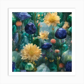 Crystals And Flowers Art Print