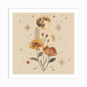 Minimalist Boho Celestial Moon 11 Art Print