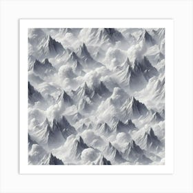 Clouds And Mountains Art Print