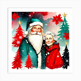 Santa And His Wife Art Print