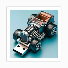 A Flash Drive Design As A Motor Car 1 Art Print