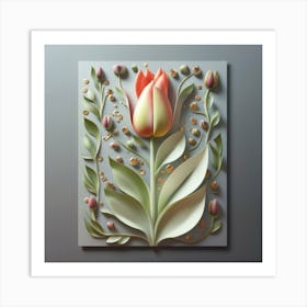 Decorated paper and tulip flower 5 Art Print