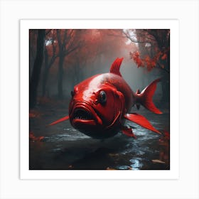 Red Fish In The Forest Art Print