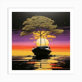 Tree At Sunset Art Print