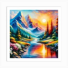 Sunset In The Mountains 14 Art Print