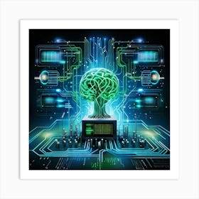 Abstract Concept Of Innovation Embodied By A Digital Illustration Of An Isolated Learning Machine Su Art Print