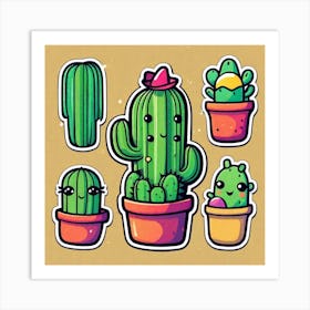 Cactus Stickers Art Print