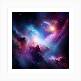 Galaxy And Nebula Intertwining Starry Expanse Fills Frame Swaths Of Cosmic Dust In Vibrant Hues Of (1) Poster