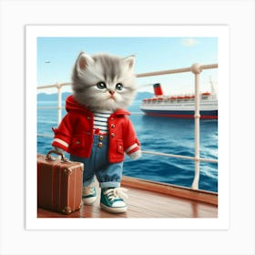 Cat On A Cruise Ship Art Print