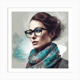 Portrait Of A Woman Wearing Glasses Art Print