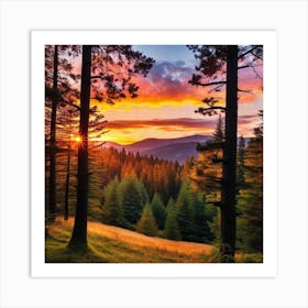 Sunset In The Forest 9 Art Print