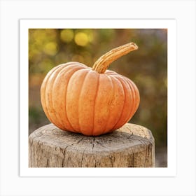 Halloween Pumpkin On A Wooden Post Art Print