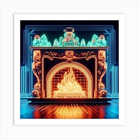 Neon Fireplace 6 Art Print