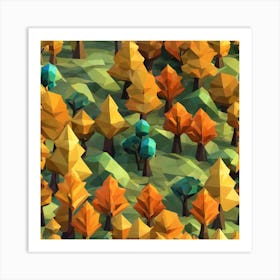 Low Poly Autumn Trees Art Print