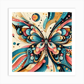 Colourful Ornate Butterfly Abstract IV Art Print