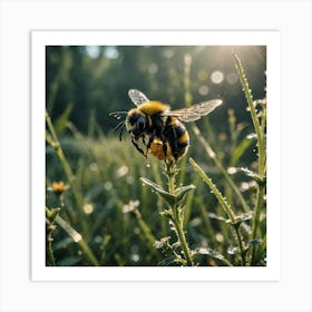 Bee On A Flower Art Print