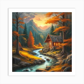 Cabin In The Mountains 7 Art Print