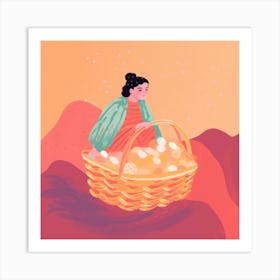 Woman In A Basket 17 Art Print