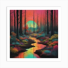 'The Forest' and sun set Art Print