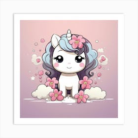 Unicorn With Rainbow Mane 42 Art Print