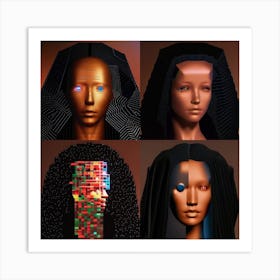 Four Faces Of A Woman Art Print